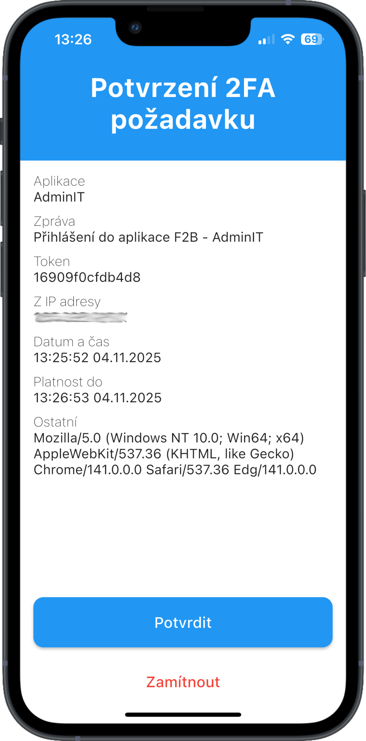 Aplikace AdminIT-2FA